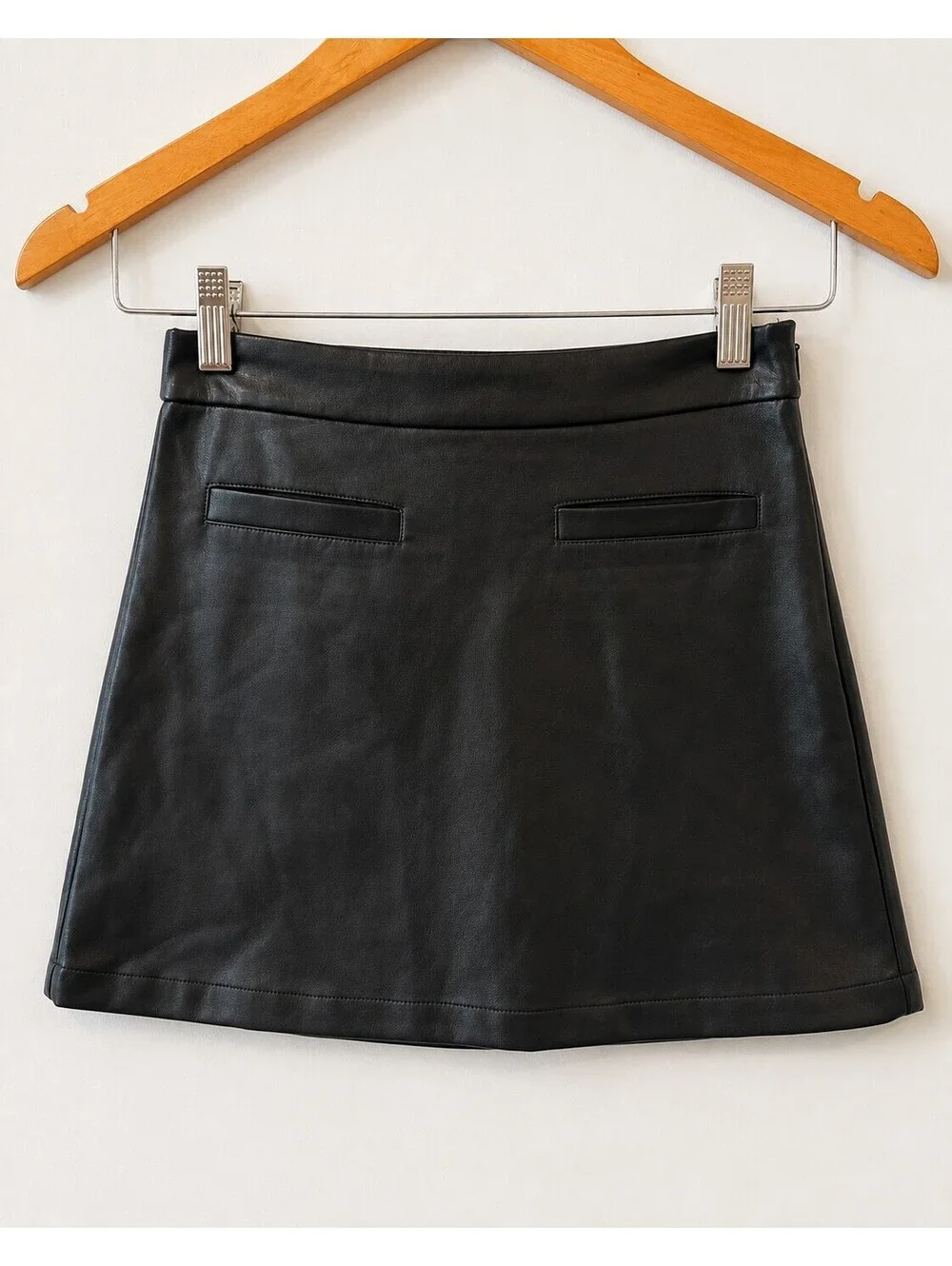 GAP Kids 100% Recycled Vegan-Leather Black Faux A-Line Skirt Girls Size 10